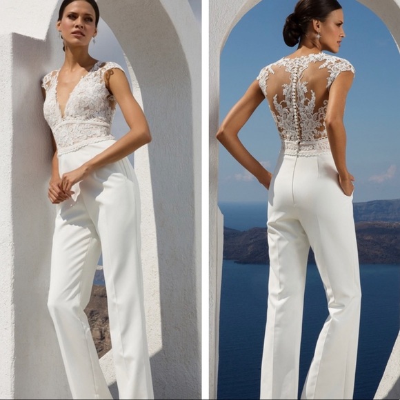 Justin Alexander Dresses & Skirts - Justin Alexander Illusion Crepe Bridal Jumpsuit
